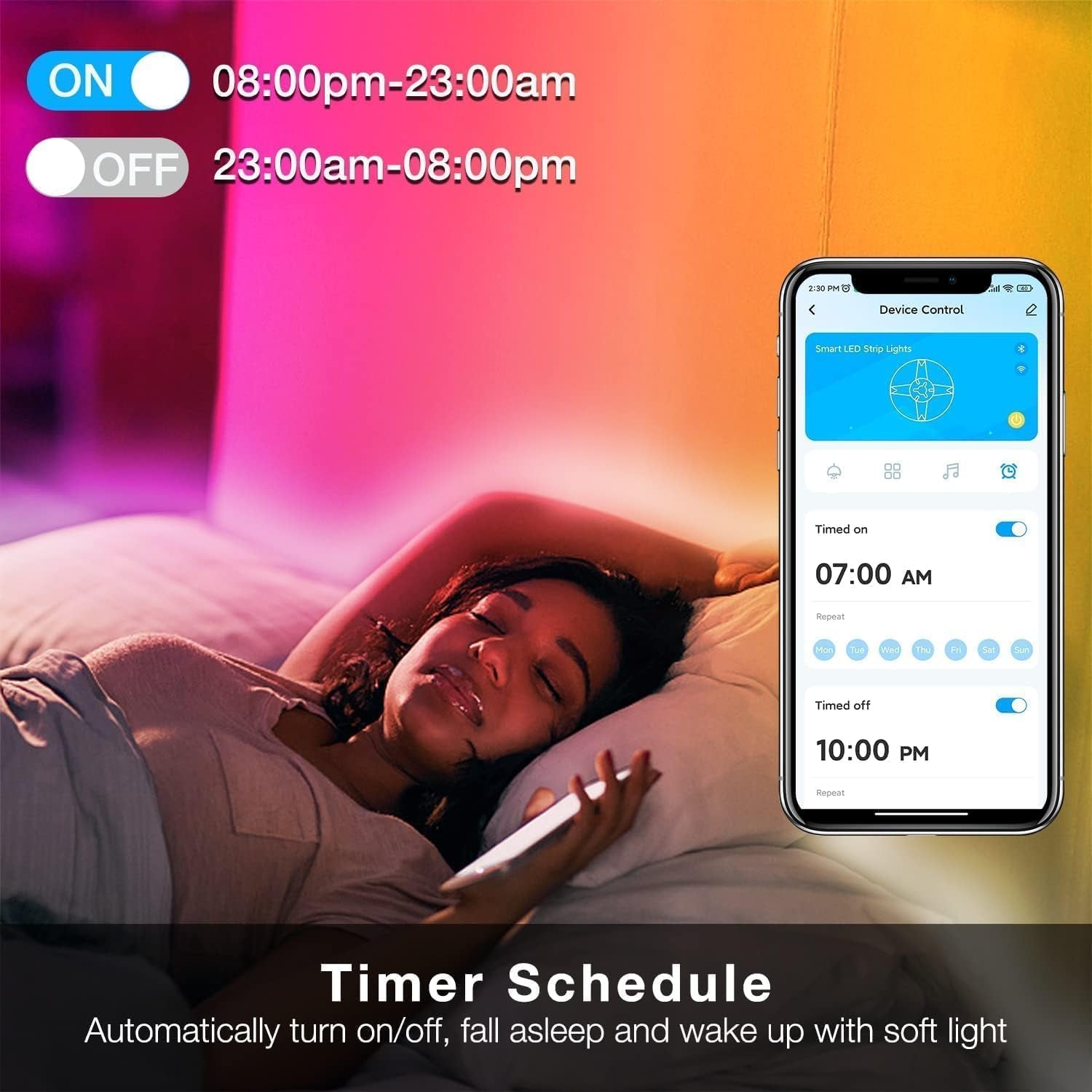 Smart Wifi Led Lights, 50 FT RGB Led Strip Lights Compatible with Alexa and Google Assistant, App Voice Remote Control Music Sync Color Changingled Strip Lighting for Bedroom Room Decor