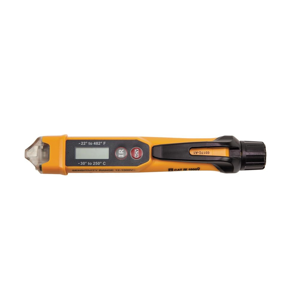 NCVT-4IR Non-Contact Voltage Tester, 12 - 1000V AC Pen with IR Thermometer -22 to 482-Degree Fahrenheit, LED and Audible Alarms, Pocket Clip