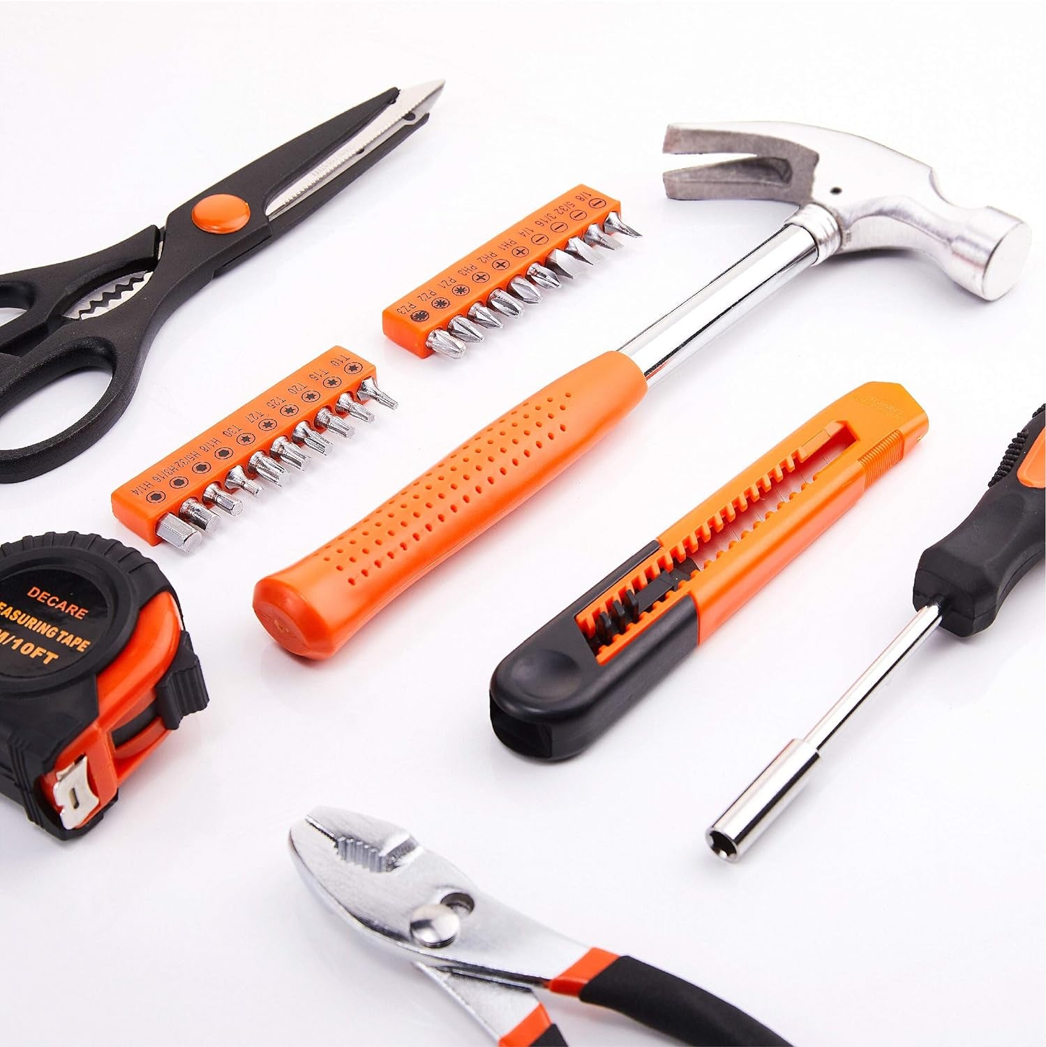 39-Piece Tool Kit Tool Set - Household Hand Tool Kit Repair Tools Set with Portable Toolbox Storage Case (Orange)